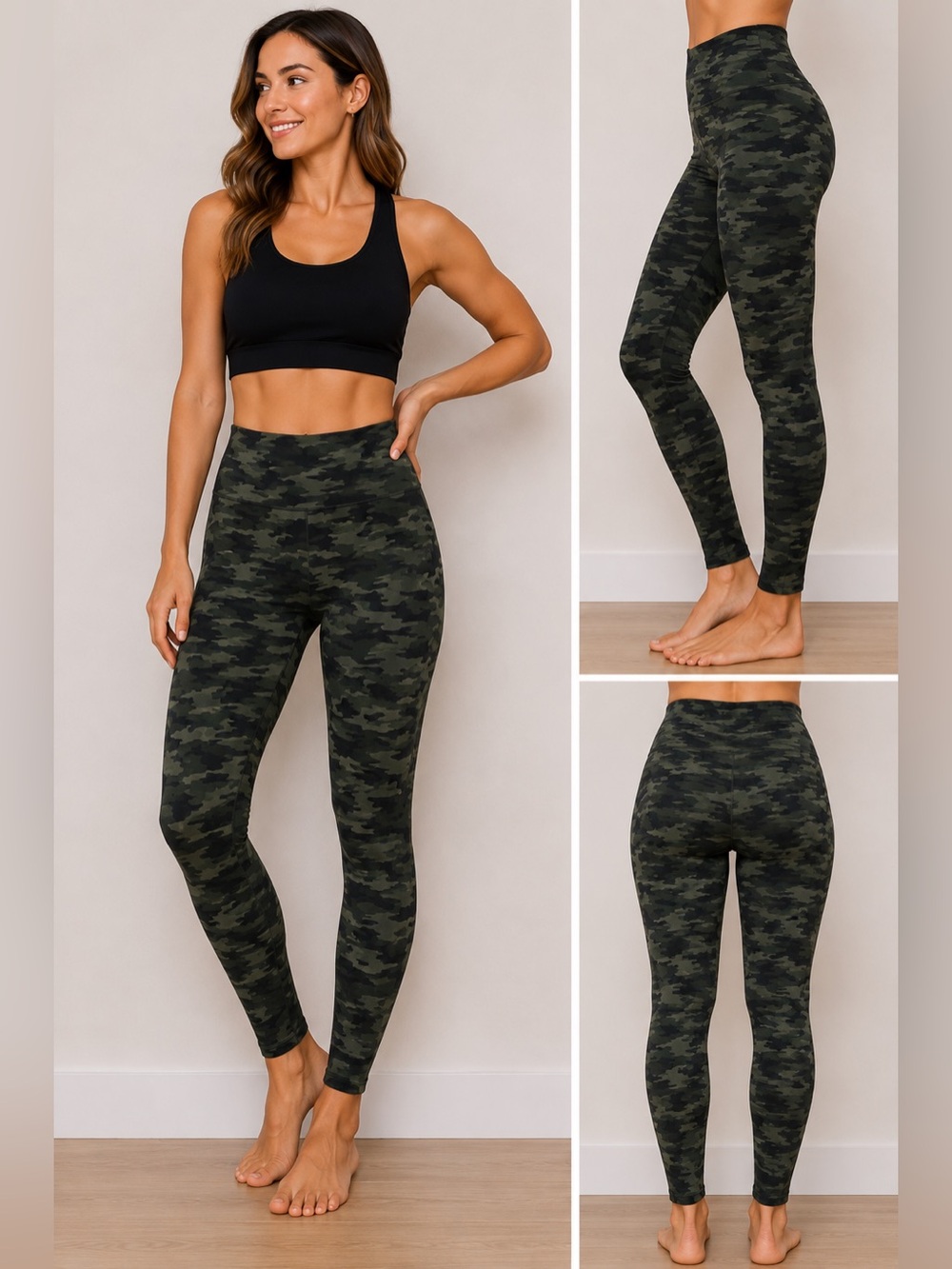 SPANX Look At Me Now Seamless Camo Leggings Green Size Small High Rise